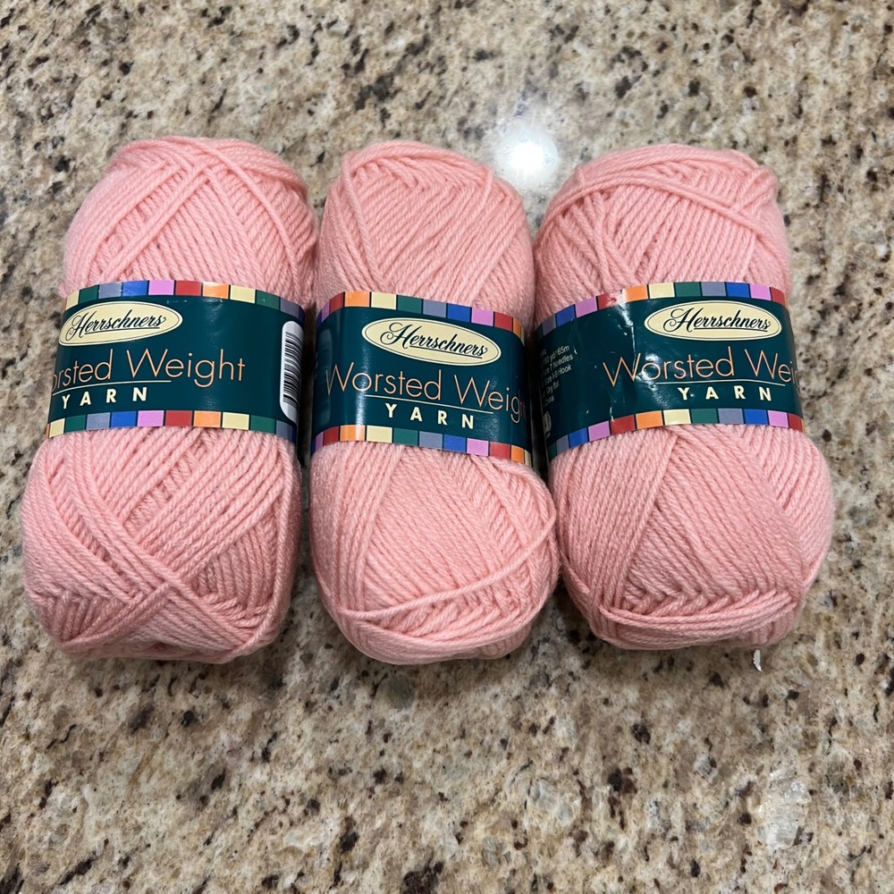 Herrschners Worsted Weight Yarn 3 Skeins Pink Peony 0054 100% Acrylic Medium 4